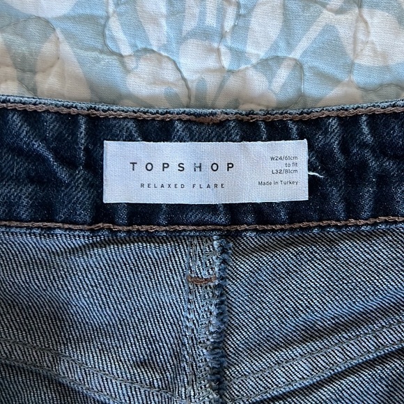 Topshop relaxed flare jeans in blue black - Picture 4 of 7